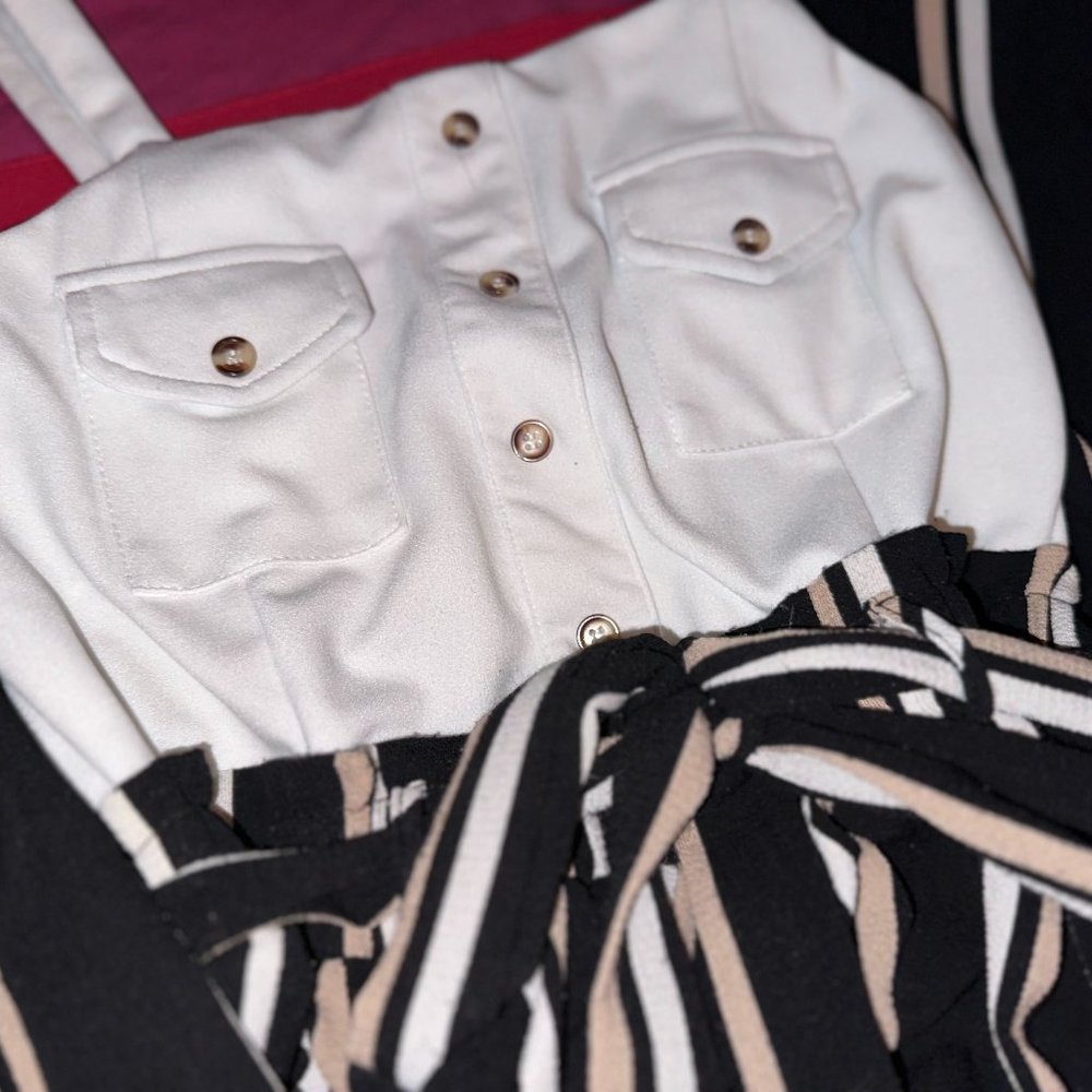 White and Striped Jumpsuit